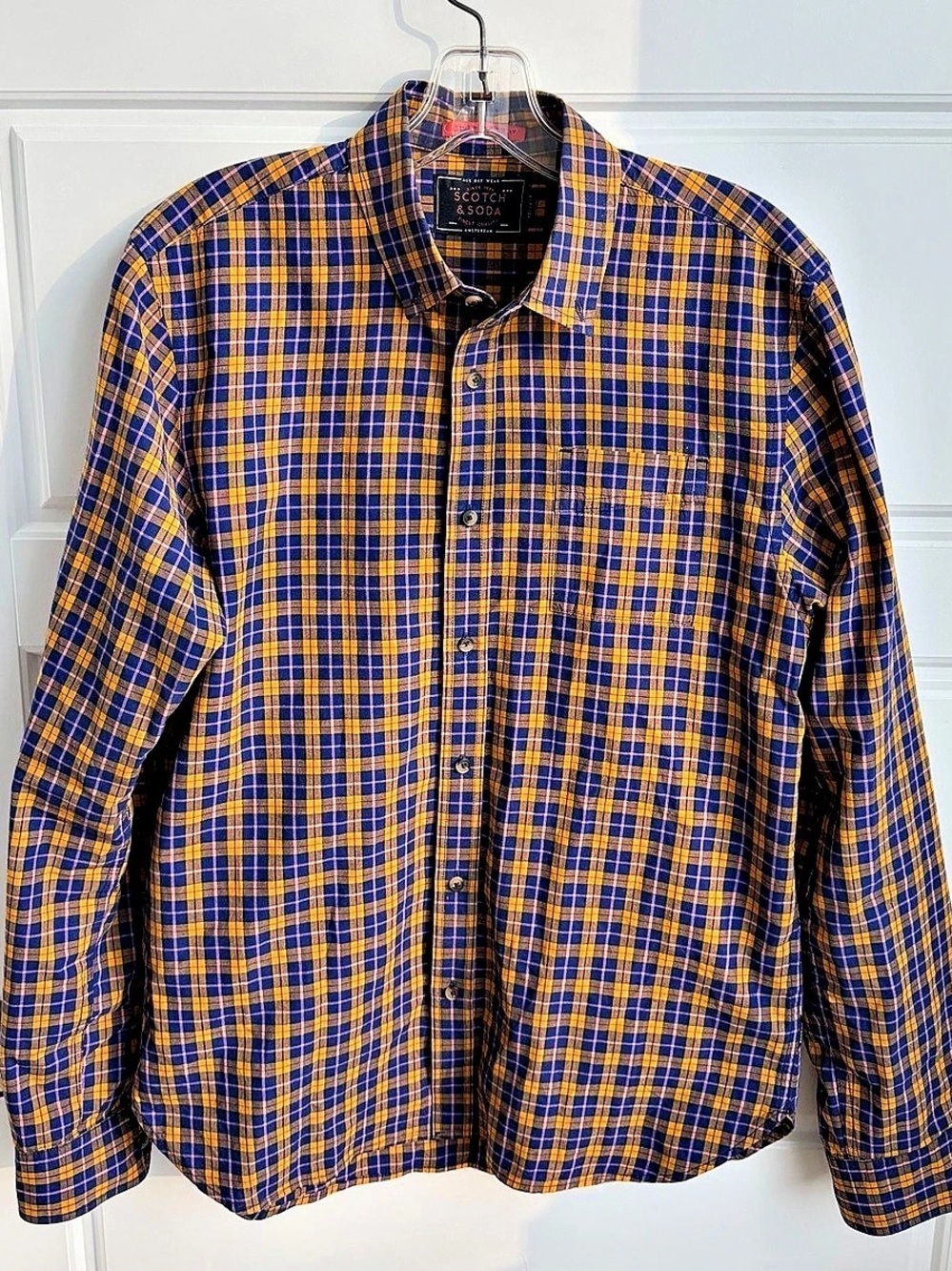 Scotch & Soda Men's Plaid Cotton Shirt Size Medium